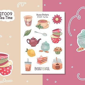 Sticker tự thiết kế tea time - hình dán sổ, nhật kí bullet journal - unim045