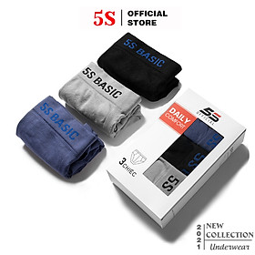 Combo 3 Quần Lót Nam Boxer 5S, Cạp To, Thấm Hút, Co Giãn, Kháng Khuẩn Cực Tốt (X3-SIP21011BOX).