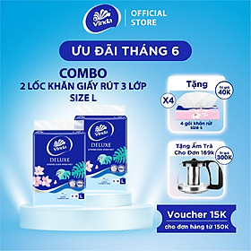 Khăn giấy rút cao cấp Vinda Deluxe 3 lớp 110 tờ size L (4 Gói)