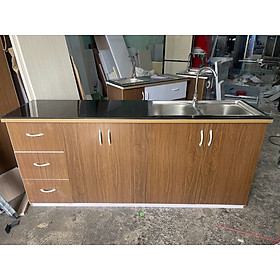 Mua Tủ Bếp Nhựa Đài Loan Cao 81cm Ngang 2m05 Bồn Đôi Màu Óc Chó TB010