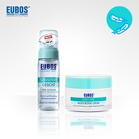 Combo Bọt rửa mặt cho da mụn, nhạy cảm EUBOS 150ml và kem dưỡng ẩm cho da mụn nhạy cảm EUBOS 50ml