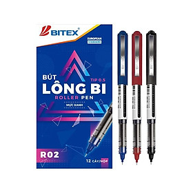 Bút lông bi Bitex R02 mực xanh, đỏ, đen ngòi 0.5mm