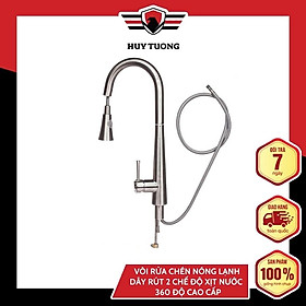 Mua Vòi rửa chén  bát nóng lạnh dây rút 2 chế độ xịt nước Inox SUS304 nóng lạnh xoay 360 độ cao cấp