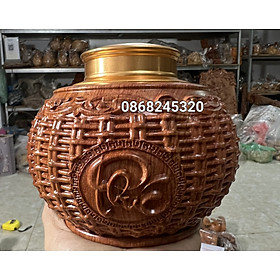 Hũ phúc lộc thọ phong thủy bằng gỗ hương đá kt 14×24×12cm 