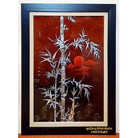 Mua Tranh sơn mài cẩn ốc   Trúc báo bình an