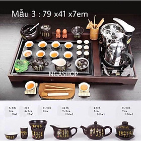 Mua Bàn trà điện thông minh đa năng cao cấp giá rẻ cảm ứng tự động bơm nước Khung gỗ 79cm Bàn trà đạo mặt đá