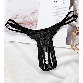 Quần lót nữ xẻ đáy đính hạt - Màu đen