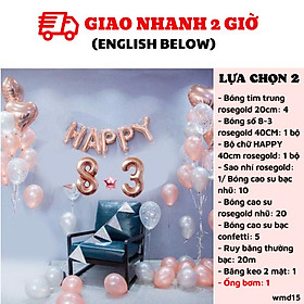 Bộ bong bóng trang trí ngày Quốc tế phụ nữ 8/3 màu hồng phối bạc nhũ wmd15