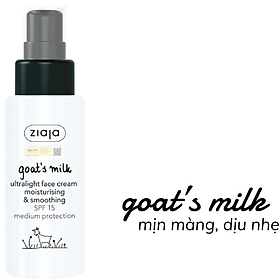 Kem dưỡng ẩm mềm mịn da Ziaja goat's milk ultralight face cream chiết xuất Sữa dê SPF 15 50ml