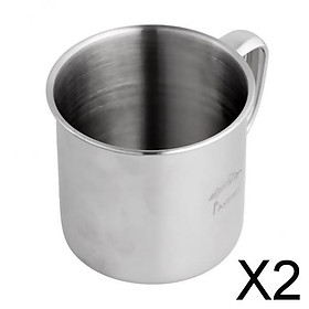 2xStainless Steel Outdoor Camping Water Coffee Tea Cup Travel Mug with Handle