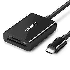 Ugreen UG50432US235TK 15CM màu đen đầu đọc thẻ 2 trong 1 USB type C OTG - HÀNG CHÍNH HÃNG