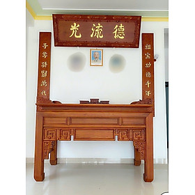 Bộ bàn thờ gia tiên gỗ gõ đỏ 1m97 mẫu đơn giản