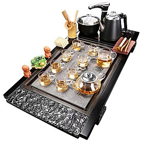 Mua Bàn trà điện đa năng thông minh   khung gỗ mặt đá sứ  bếp đun nước tự động cảm ứng hai lớp cách nhiêt chống bỏng   Ấm chén trà gốm sứ tùy chọn một bộ đủ món như hình  (MĐ-0113)