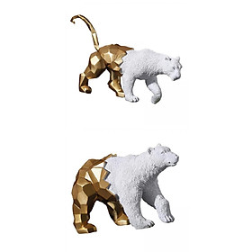 2pcs Abstract Animal Statue Desktop Ornament Art Sculpture Decor