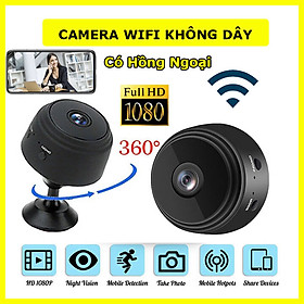 Camera wifi mini A9 không dây chống trộm kết nối điện thoại từ xa góc quay 120 độ Full HD 1080P, camera IP mini có Led hồng ngoại