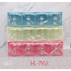 Mua Bộ 4 hũ đựng gia vị 1 tầng bằng nhựa cao cấp có khay đỡ ( giao màu ngẫu nhiên )