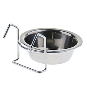 Stainless Steel Food Water Cup Feeder Feeding Dish For Parrot Bird Macaw