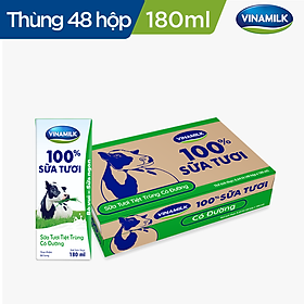 Thùng 48 Hộp Sữa Tươi Tiệt Trùng Vinamilk 100% Có Đường