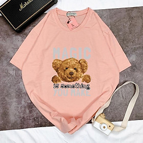Áo Thun Tay Ngắn UNISEX in Decal IN DECAL GẤU MAGIC - Hình chụp thật  - Số đo ở cuối