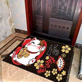 Mua Thảm Nhà Bếp Mèo Thần Tài Vẫy Tay Maneki Neko Lau Chùi Chân Chống Trơn Trượt 40x60cm Trang Trí Nhà Cửa