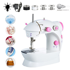 Mini Sewing Machine Adjustable 2-Speed Double Thread Portable Electric Household Multifunction Sewing Machin with Light