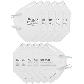 Combo 10 khẩu trang 3M 9001 bảo vệ hô hấp , màu trắng , sợi kháng khuẩn , chống bụi mịn PM2.5 , tặng móc treo khóa