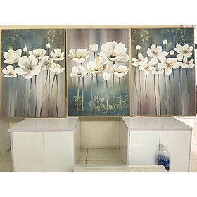 Tranh canvas bộ hoa kt 40x60cmx3 kèm khung