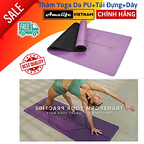 Hình ảnh Thảm Tập Yoga Định Tuyến Da PU Cao Cấp Amalife + Túi Đựng Thảm Tập Yoga Định Tuyến + Dây Buộc Thảm Tập Yoga Định Tuyến