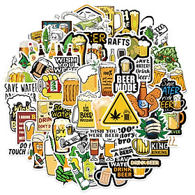 Sticker đồ uống beer decal dán hình dán trang trí mũ bảo hiểm, đàn, guitar, ukulele, điện thoại laptop