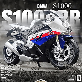 Mô hình xe mô tô BMW S1000rr bằng hợp kim nguyên khối có nhạc và đèn tỷ lệ