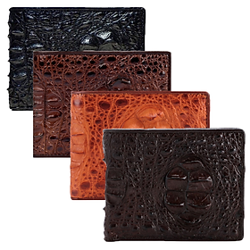 Ví nam Huy Hoàng da cá sấu nguyên con màu đen, nâu đỏ, vàng bò, nâu đất HT2204-05-06-41