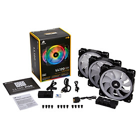 Bộ 3 Quạt Máy Tính 120mm CORSAIR LL120 Trắng RGB kèm Node PRO- Hàng Chính Hãng