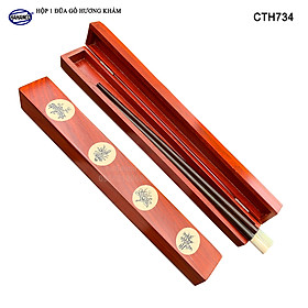 Mua Hộp Đựng 1 Đôi Đũa Bằng Gỗ Hương Đỏ Khảm Họa Tiết Tinh Tế - Có Thể Mang Theo Người Tiện dụng - CTH734 - HAHANCO
