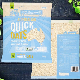 Yến Mạch Ăn Liền Woolworths Oats Quick - Phù Hợp Ăn kiêng, Giúp Giảm Cân, Giảm Cholesterol Trong Máu, Kiểm Soát Đường Máu, Tăng Cường Miễn Dịch - Bịch 750g