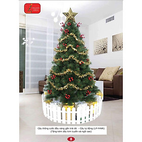 Mua Cây thông noel cước đầu vàng gắn trái đỏ 2m - Mẫu cây như thật