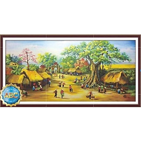 Tranh đính đá phong cảnh làng quê chợ quê Y8157 - Y8158 - Y8159 -
