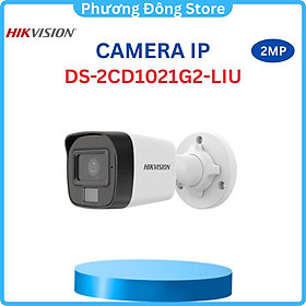 Camera IP HIKVISION thân trụ DS-2CD1021G2-LIU phân giải 2MP, Tích hợp Microm lên đến 20m, chống bụi nước ,.-Hàng chính hãng