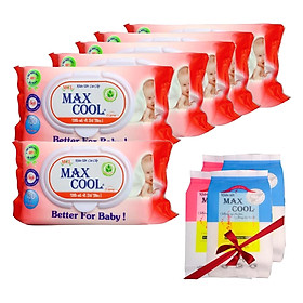 Combo 6 Khăn Ướt Max Cool Hương Phấn Nhẹ Nhàng (100 Tờ x 6) - Tặng Kèm 4 Gói Khăn Ướt Max Cool (15 Tờ x 4)