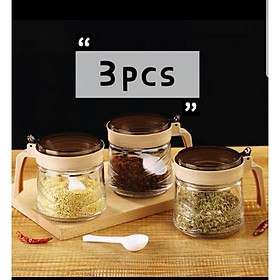 Mua Hộp Đựng Gia Vị 3 Hũ  Hộp Đựng Gia Vị Thủy Tinh Cao Cấp Sang Trọng Có Nắp Đậy Bằng Nhựa  Có Kèm Theo Thìa (Muỗng)  MÀU NGẪU NHIÊN