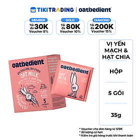 Sữa Yến Mạch Dạng Bột OATBEDIENT Vị Yến Mạch & Hạt Chia Thuần Chay Hộp 5 Gói x 35g