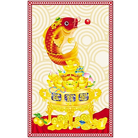 Tranh dán tường phong thủy cá chép tài lộc NewTM-0133