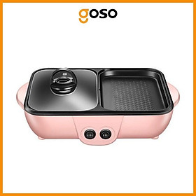 Mua Bếp Lẩu Nướng 2 Ngăn  Bếp Lẩu Nướng 2 In 1  Bếp Chiên  Bếp Nướng Điện Đa Năng (Hộp Hồng)