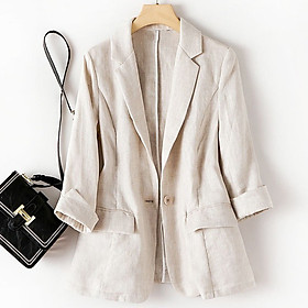 Áo blazer nữ chất linen bột mịn cao cấp, tay lỡ thích hợp mặc mùa thu, đông Bz11