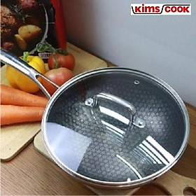 Mua Chảo sâu Noon Song inox 3 lớp đáy từ nắp kính chống dính 2 mặt KIMS COOK 28cm