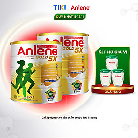 Combo 2 Sữa Bột Anlene Gold 5X Hương Vanilla (Hộp Thiếc 800g) tặng set 3 hũ gia vị