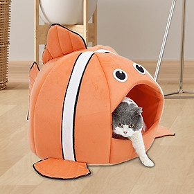 Bed Cute Enclosed Cat Bed with Non Slip Bottom Cat House Washable Cushioned Pillow for Home