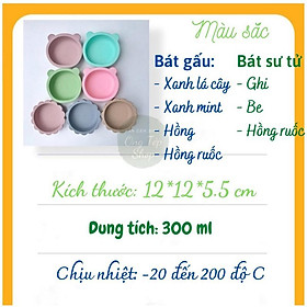 Bát ăn dặm Silicon chống đổ đế hít chân không chống lật hình gấu và sử tử xinh xắn
