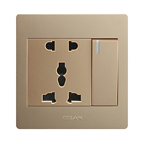 Bộ ổ cắm đôi 5 chấu đa năng có công tắc 1 chiều/ 2 chiều Gelan
