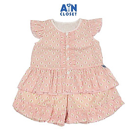 Bộ quần áo Ngắn bé gái họa tiết Hoa Bi Hồng Cotton - AICDBGKNHKAJ - AIN Closet