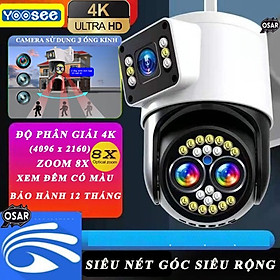 (Lỗi 1 đổi 1) Camera IP Wifi YooSee 3 Mắt PTZ  6.0MPx, Siêu Nét, Đàm Thoại 2 Chiều, Zoom 8X, Ban Đêm Màu - Hàng nhập khẩu